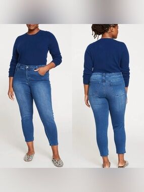 UNIVERSAL STANDARD Seine High Rise Skinny Jeans Blue Plus Size 22